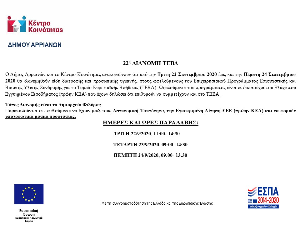 ΤΕΒΑ 22Η ΔΙΑΝΟΜΗ