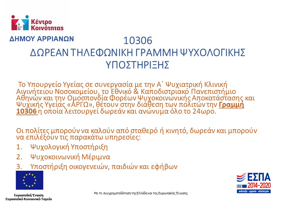 ΓΡΑΜΜΗ ΥΠΟΣΤΗΡΙΞΗΣ 10306